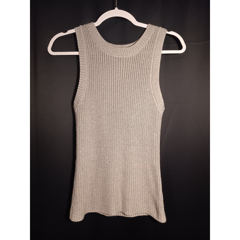 Boston Proper Women’s XS Ivory Sleeveless High Low Round Neck Sweater Top